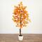 5ft. Artificial Fall Double Trunk Maple Autumn Tree in Decorative White Planter